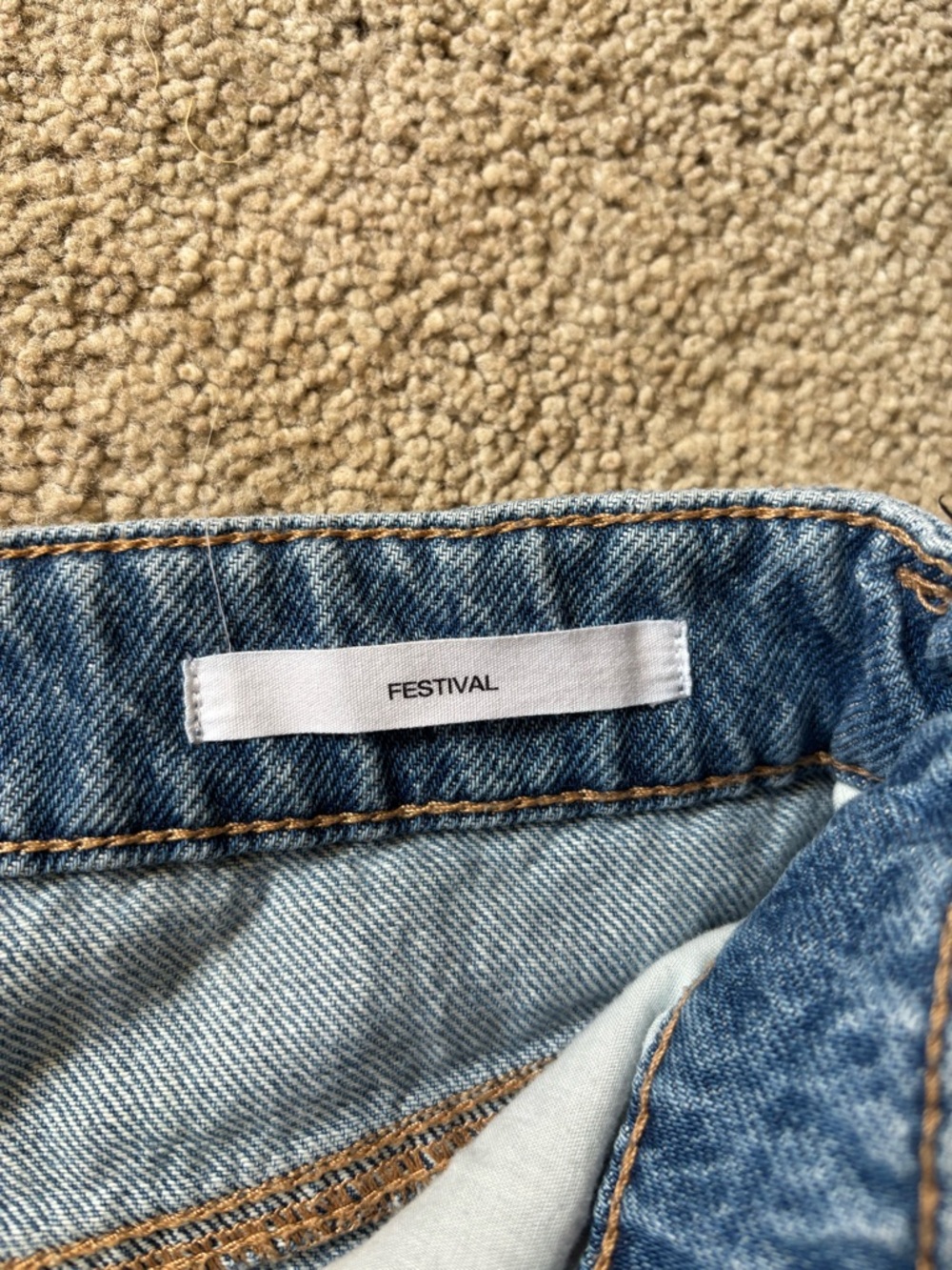 Garage Denim Jeans - Light Blue with Tan Stitching